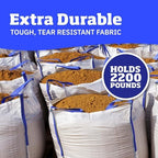 DURASACK Heavy Duty Builder's Bulk Bags 200-Gallon White Woven Polypropylene Contractor Trash Bags for Demo and Construction, Holds up to 2200 lbs, Open Top, Pack of 3