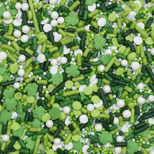 DecoPac St. Patrick's Day Fusion Mix Sprinkles, 26oz, Green, White Candy Sprinkles in Handheld Container, Edible Decorations For Celebration Cakes, Cupcakes, Cookies and Donuts