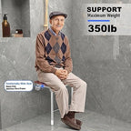 Folding Shower Seat Wall Mounted, Bathroom Bathtub Safety Stool Chair with Support Legs for Small Shower, Foldable Wall Wood Shower Bench for Seniors