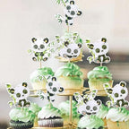 Rsstarxi 36 Pack Panda Cupcake Toppers Green Bamboo Cute Baby Panda Bear Cupcake Picks Decorations for Panda Theme Baby Shower Kids Birthday Party Cake Decorations