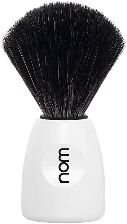 Nom Lasse Vegan Black Fibre Shaving Brush, White