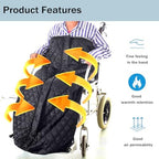 Wheelchair Warm Blanket, Lightweight Wheelchair Blanket with Zipper, Outdoor Adult Warm Blanket, Lower Body Warm for Elderly, Mobility Impaired Black