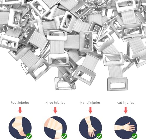 30 Pcs White Elastic Bandage Clips, Reusable Bandage Clips with Stretch Metal Clasps, Secure Fastening Clips for Fixing Various Bandages and Gauze, Bandaging Supplies