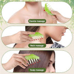 Massage Comb, 2 PCS Jade Natural Guasha Scraping Scalp Comb Facial Care Massage Multifunctional Tool Gua Sha Comb Birthing Comb Massager for Head Caring Body Relaxing