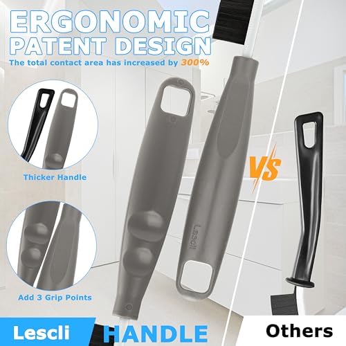 2Pcs Crevice Cleaning Brush, Lescli Hard Bristle Multi-Purpose Cleaning Tools, 2025 New Ergonomic Right Hand Handle Design Grout Brush, Small Cleaning Brush for Household Use Kitchen Bathroom Toilet
