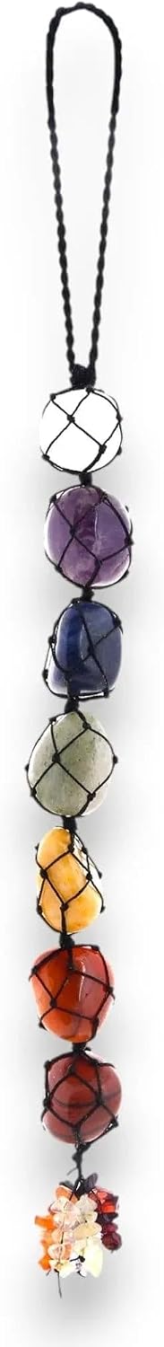 LoveNspire 7 Chakra Hanger Car Hanging Ornament Tumbled Gemstones Reiki Healing Crystals Tassel Wall Hanging Meditation Yoga Feng Shui Chakras Spiritual Gift Goodluck Charm - Office Kitchen Home Decor