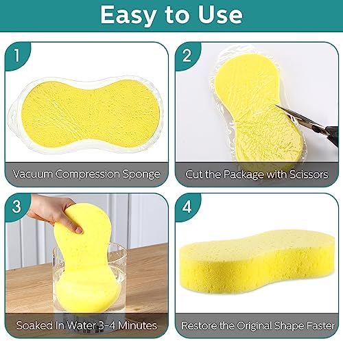 Dandat 20 Pcs Large Car Wash Sponge Multi Purpose Cleaning Scrubber Non Scratch Thick Dish Household Cleaning Sponge Foam Washing Pad Handy Scrubber for Car, Mix Colors