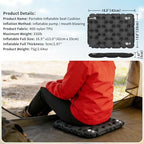 Inflatable Seat Cushion, Lightweight Camping Air Sitting Pad with Repair Cloths, Waterproof Air Cushion, Portable Air Seat Cushion for Climbing Hiking Office Airplane Car Stadium Seat