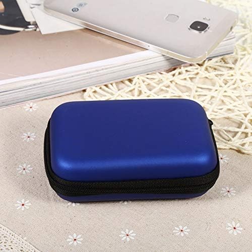 Earbuds Case, Portable EVA Earbuds Carrying Case, Rectangle Storage Bag Cell Phone Accessories Organizer for Earphone, Earbud, Earpieces, SD Memory Card, Camera Chips (Blue)