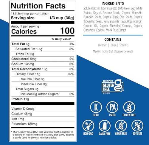 Julian Bakery® ProGranola® Cereal | Vanilla Cinnamon | 12g Protein | Paleo | 2 Net Carbs | Gluten-Free | Grain-Free | 15 Servings