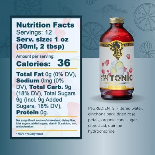 Portland Syrups Rose City Tonic Concentrate - Craft Delicious Cocktails, Mocktails, Sodas, and More - 12 oz with 24 Servings (Pack of 2)