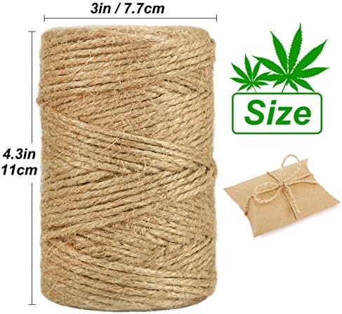Vivifying Jute Twine, 328 Feet 3mm Strong Natural Garden Twine for Climbing Plants, Tomatoes, Crafts, Gift Wrapping and Decoration (Brown)