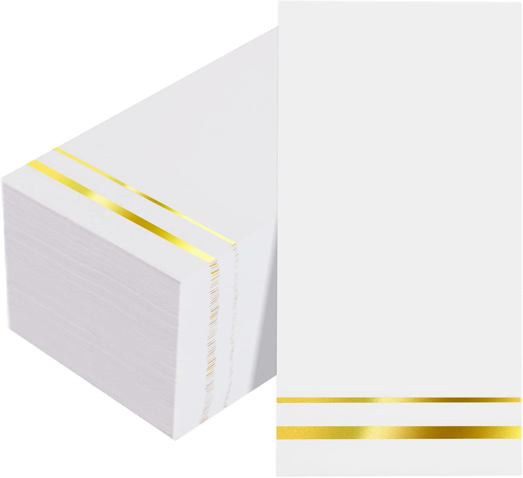 BUCLA 100-Count 3-Ply Disposable Napkins - Gold Paper Napkins Disposable Premium Quality - Thanksgiving Napkins/Dinner Napkins Disposable Soft, Absorbent for parties, weddings, Kitchen