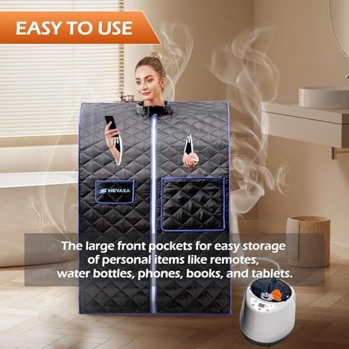Portable Sauna for Home, Sauna Box, Indoor Personal Sauna Tent with 2L & 1000W Steam Generator, Fast Heating, 9 Levels, Remote Control, Timer, Folding Chair and Foot Pad/Roller Included