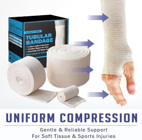 EVERLIT Elasticated Tubular Support Bandage | Stockinette Tubing for Large Arm, Knees, Legs | Light to Moderate Compression Bandage Roll For Tissue Support (Size C | 2.75" x 11 yd)