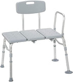 Drive Medical Tub Transfer Bench for Bathtub - Safer, Independent Bathing Aid - Height Adjustable Bench - Sturdy Aluminum Construction - Comfortable Backrest Support - 350 Lb Capacity