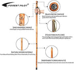 FOREST PILOT 3pc Detachable Fir Wood Walking Stick for Hiking with Compass 55 Inches - with Animal Carving - Soft Hand Strap - Rubber Tip Cover