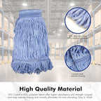 KULED Commercial Mop Head Replacement, Heavy Duty Industrial Cotton Mop Heads, Looped-End String Wet Mop Head for General and Floor Cleaning, Blue (Standard)