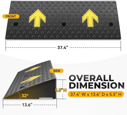 Auto Dynasty Rubber Curb Ramps, 5.5" Lift Height Curbside Driveway Ramp with Arrow, 4410 LBS/2T Capacity Sidewalk Curb Ramp for Cars Trucks Bikes Motorcycles Wheelchairs, 2 Pack
