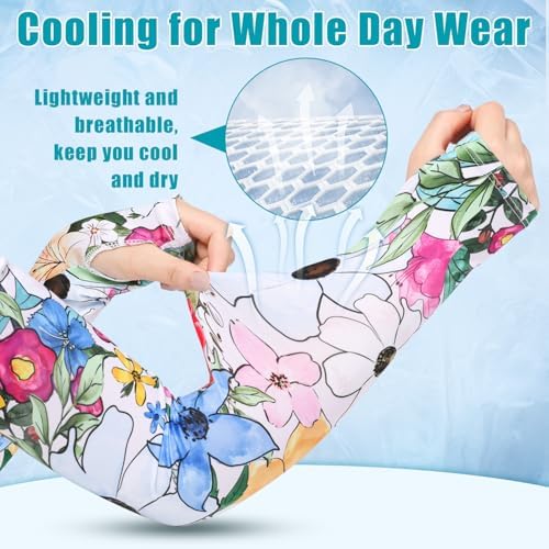 Bebila Gardening Sleeves for Women Farm UV Sun Protection Anti-Scratch Cooling Sleeves with Thumb Hole Arms Cover Outdoors