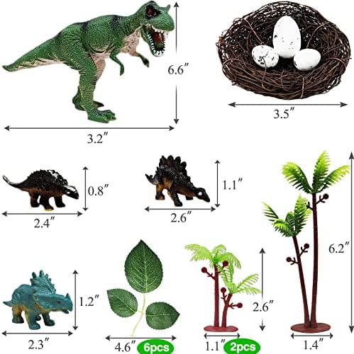 26 PCS Dinosaur Cake Toppers With Dinosaur Eggs Leaves Trees Cake Decorations For Birthday,Dinosaur Themed,Jungle Safari, Wild Animals,Kids Party Decorations