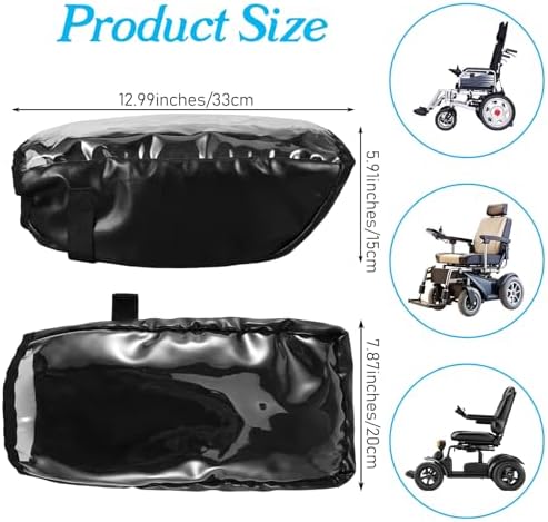 Power Wheelchair Joystick Protector Cover Universal Electric Controller Handle Cap Waterproof Wheelchair Armrest Cover with Adjustable Strap for Elderly Disabled (Black)