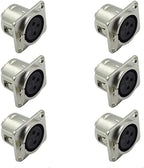 6 Pcs XLR Female Jack 3 Pin Panel Mount Jacks, XLR Female Socket Audio Studio Connector,Silver Metal Housing