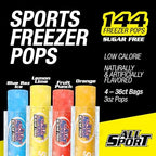 All Sport Sugar-Free - Freezer Pops, Giant Sized 3oz, 144 CT Refreshing Ice Pops with Electrolytes, B Vitamins & Potassium –Blue Raz Ice, Lemon Lime, Fruit Punch & Orange