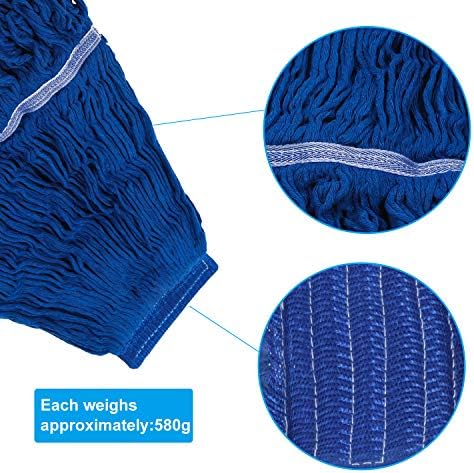 Heavy Duty Wet Industrial Cleaning Mop Head – Mop Head Replacement Perfect Cotton Washable Mop Head Replacement for Commercial & Home Cleaning（Blue）