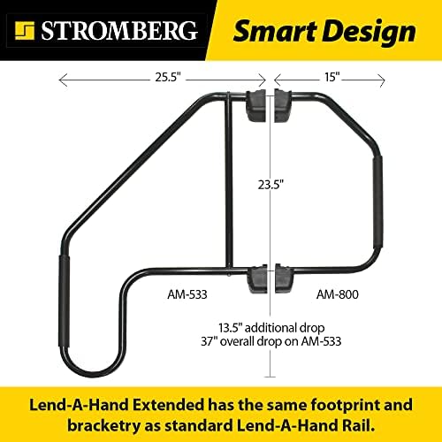 Stromberg Carlson AM-533 Lend-A-Hand Extended Assist Rail - RV Handrail, RV Handle Grab Bar by Door, Camper Hand Rail, RV Step Handrail, Trailer Door Handle, Grab Handle, 37" Overall Drop, Black
