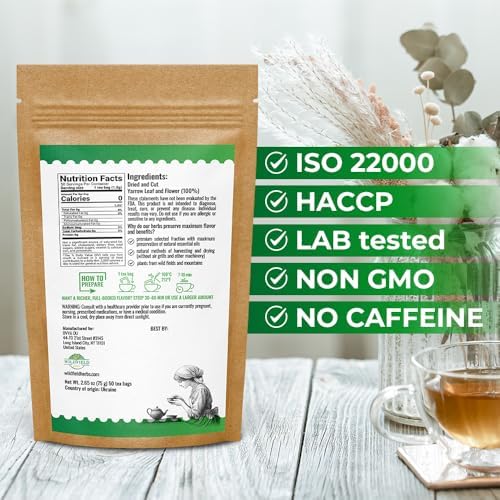 50 Bags Yarrow Herb Dried Yarrow Leaf & Flower Herbal Tea (Achillea Millefolium Tea) - 50 Count 1.5g Bags Herb Tea Milenrama Hojas