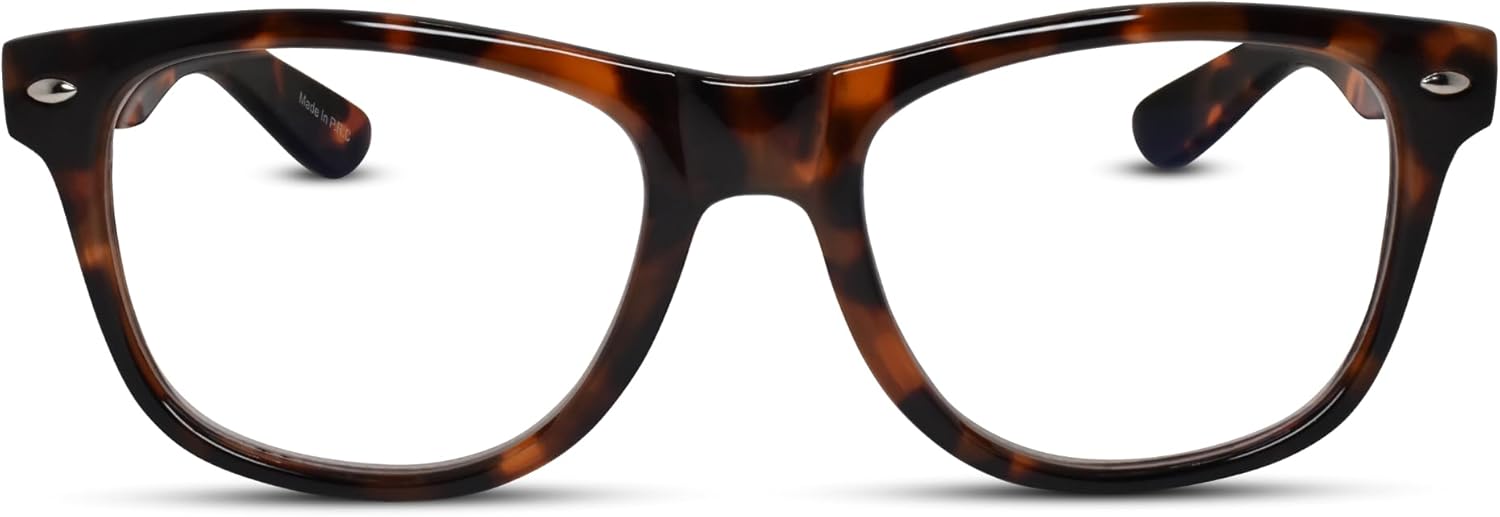 2SeeLife Large TR-90 Reading Glasses for Men - Medium-Wide Fit, Sturdy Frame, Spring Hinges, Premium Oversized Readers, Brown Tortoise, +1.00