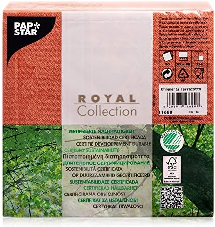 Papstar Cloth-Like Disposable Dinner Napkins, 16”x16” ¼ Fold, 50 Pack, 12 Different Color options, Ornaments