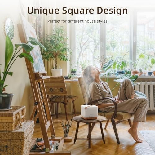 ASAKUKI Essential Oil Diffuser for Home, Large 700 ml Humidifier with Automatic Shut-Off, Scent Aromatherapy Diffuser with 7 LED Lights for Living Room, Kitchen, Bedroom, Hotel, Gift for Mom - Yellow