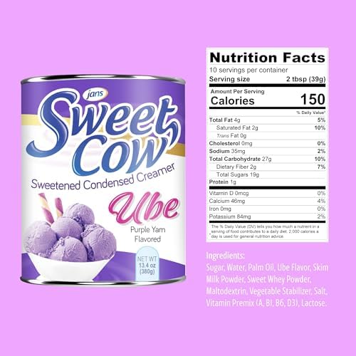 Ube Condensed Milk, 13.40 oz (Pack of 2) | Jans Sweet Cow Ube Sweetened Condensed Creamer