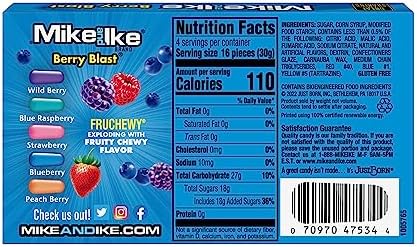 Mike and Ike Candy, Berry Blast, 4.25oz Theater Box, Pack of 12