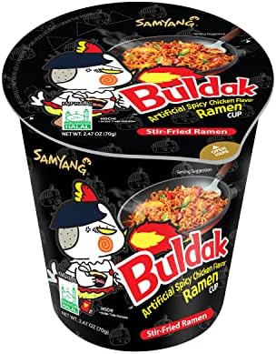 Samyang Buldak Spicy Hot Chicken Stir-Fried Cup Noodles (Pack of 6)