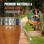 DON MATE Yerba Mate Cup and Bombilla Set – Handmade Imperial Mate Algarrobo – Yerba Mate Kit with Bombilla Straw – Imperial Algarrobo Wooden Mate