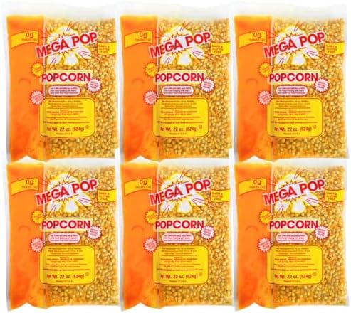Mega-pop Popcorn 6 count, Oil and Salt Kit with Coconut Oil - Flavored Popcorn - Butter Corn/Oil/Salt Kits,22 oz