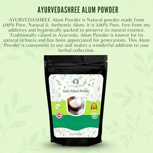 AYURVEDASHREE Alum Powder 200 Gm | Food Grade | Granulated Powdered | Food Preservative Preserving Pickles | Phitkari | Fitkari | 100% Pure | Potassium Alum Powder | Nothing Added