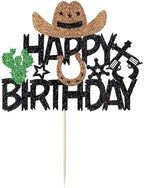 Cowboy Happy Birthday Cake Topper - shiny cowboy happy birthday cake topper for Baby Shower，boys girls themed birthday decorations
