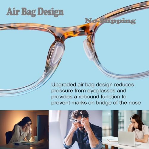 Eyeglass Nose Pads, 2.2mm Thickness Adhesive Anti Slip Glasses Nose Pad with Air Bag, Comfort Silicone Glasses Grip Cushions for Sunglasses, Eyeglasses & Reading Glasses (5 Pairs, Clear)
