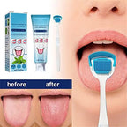 Tongue Cleaning Scraper Brush Kit, Tongue Cleaning Gel Oral Care Removes Oral Odor Fresh Breath Tongue Coating Cleaning Bad Breath for Adults, 50g (1pcs)