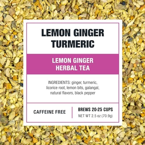 Tiesta Tea - Lemon Ginger Turmeric, Mother's Day Loose Leaf, Lemon Ginger Herbal Tea, Premium Blend, Non Caffeinated Herbal, Make Hot or Iced Brews Up to 25 Cups, 2.5 Ounce Resealable Pouch