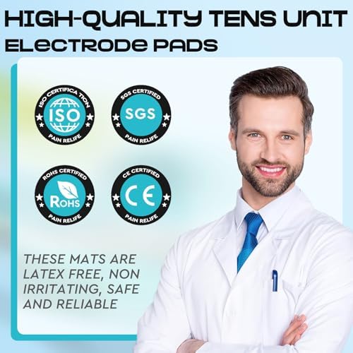 22 PCS 2X 2” Tens Unit Electrode Pads Compatible with Auvon Tens 7000 Muscle Stimulator Machine,Tens Unit Replacement Pads Reuse More Than 35-50 Times with Self Stick and Non-Irritating Designs