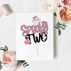 Spooky Two Halloween Happy 2nd Birthday Cake Topper - Boo I’m Two Spooky Ghost Pink Glitter Cake Topper - Happy 2nd Birthday Party For Girl's Halloween Party Decoration