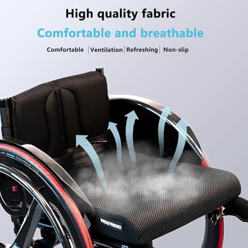 Lightweight Sports Foldable Mute Wheelchair All Terrain Aluminum,Adjustable Footrest Suitable for Teenagers, Adults, Seniors(Black1,Seat Width 42cm/16.5in)