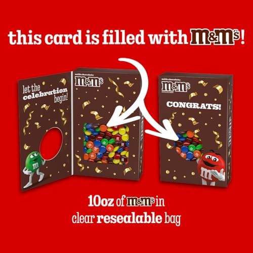 M&M'S Milk Chocolate Candy Gift Box with Congrats Card for Graduation, Anniversary, Engagement, Wedding, Baby, New Job, and All Congratulations Card Gift Celebrations Needs – 10 Oz Box