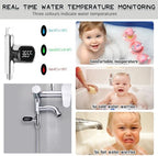 Baby Shower Thermometer Fahrenheit Celsius Shower Water Thermometer with Led Digital Display 360°Rotating Screen Instant-Read Thermometers for Bath Kitchen Bathroom