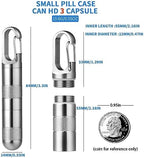 TISUR Small Titanium Pill Case, Keychain Pill Holder Travel Pill Box Container,Portable Pill Organizer Waterproof Metal Case Bottle (Gray Titanium Medium - 2.16 inch)